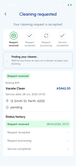 Confirm and track your booking live